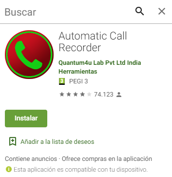 Automatic call recorder app para grabar llamadas de telefono